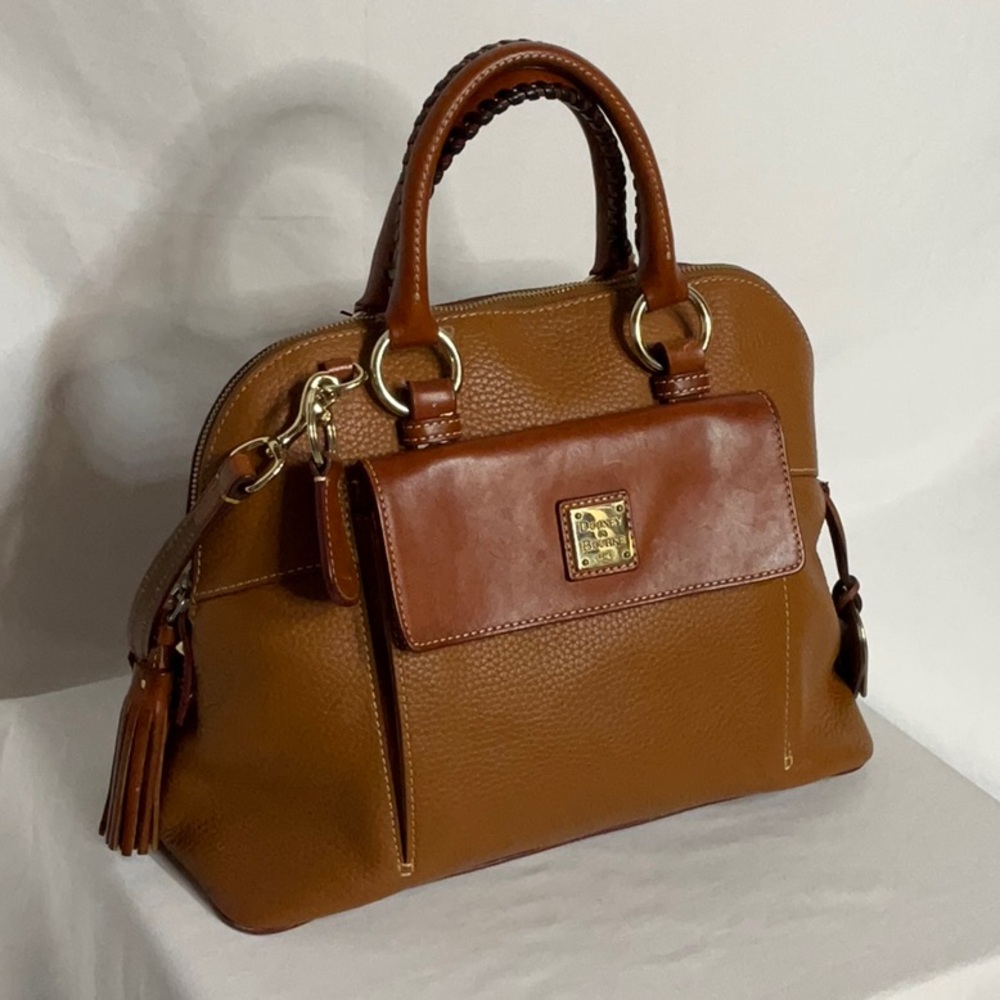 Dooney & Bourke Aubrey Pebble Leather Satchel / Shoulder Bag & Wallet, Caramel - Picture 2 of 16